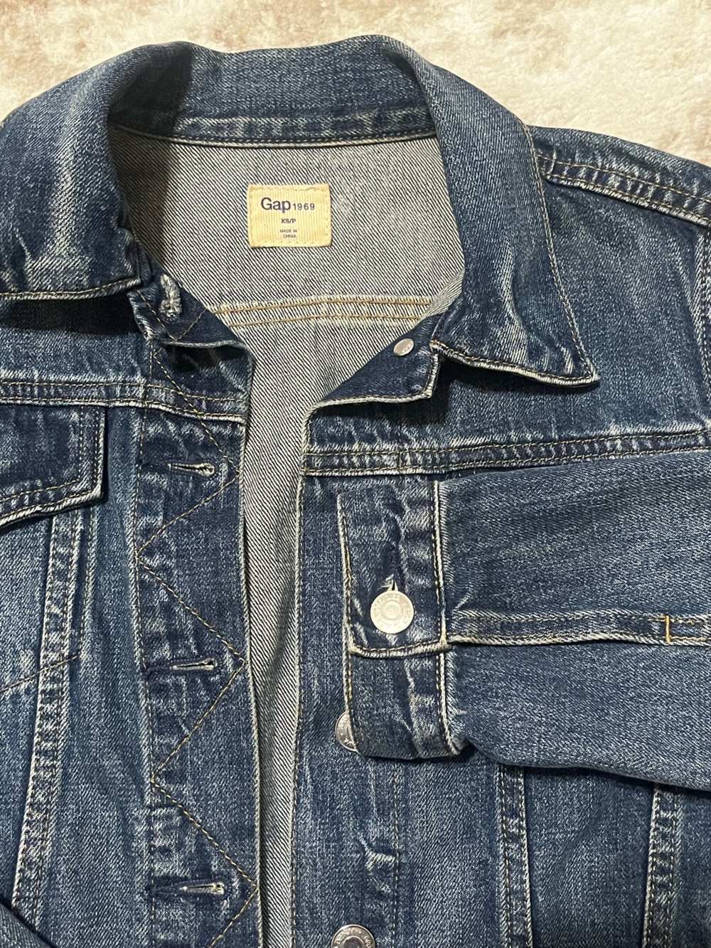 Gap 1969 Womens XS Dark Wash Classic Denim Jean Jacket Button Front Trucker